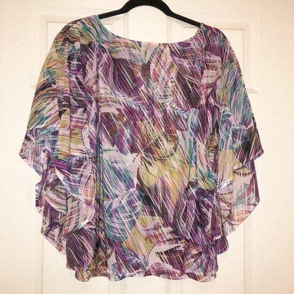 Jennifer Lopez Tropical Print Flowy Top Size Large - Picture 3 of 8
